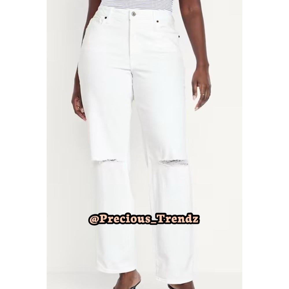 1️⃣2️⃣5️⃣ Old Navy High-Waisted OG Loose Ripped Jeans Women’s Size 22 White